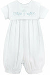 Long Romper Embroidered Cross Baby Boy Christening Outfit 3 - Carriage Boutique