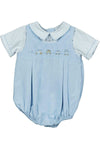 Carriage Boutique Classic Baby Boy Bubble Romper 2 - Blue Train