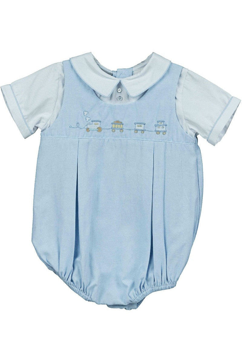 Carriage Boutique Classic Baby Boy Bubble Romper 2 - Blue Train