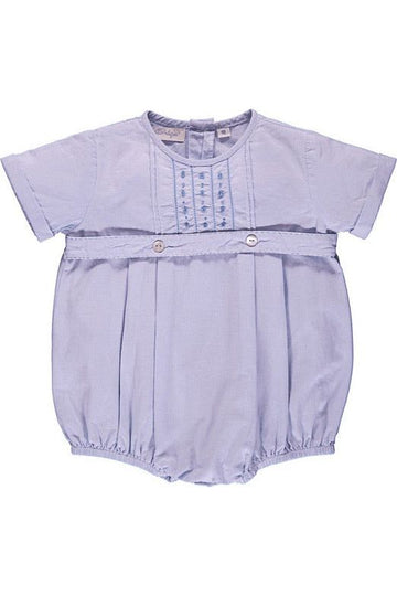 Baby Boy Hand Embroidered Classic Bubble Romper - Carriage Boutique