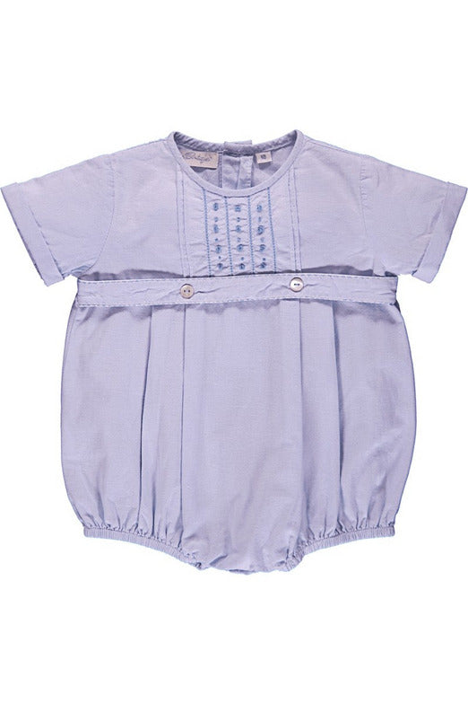 Baby Boy Hand Embroidered Classic Bubble Romper - Carriage Boutique
