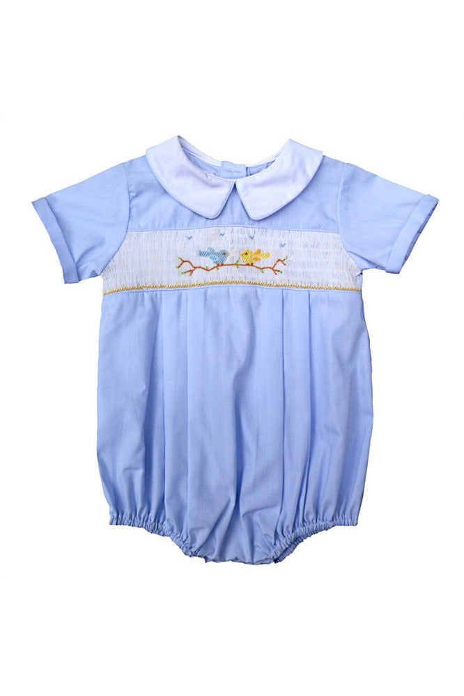 Hand Smocked Classic Baby Boy Romper - Carriage Boutique