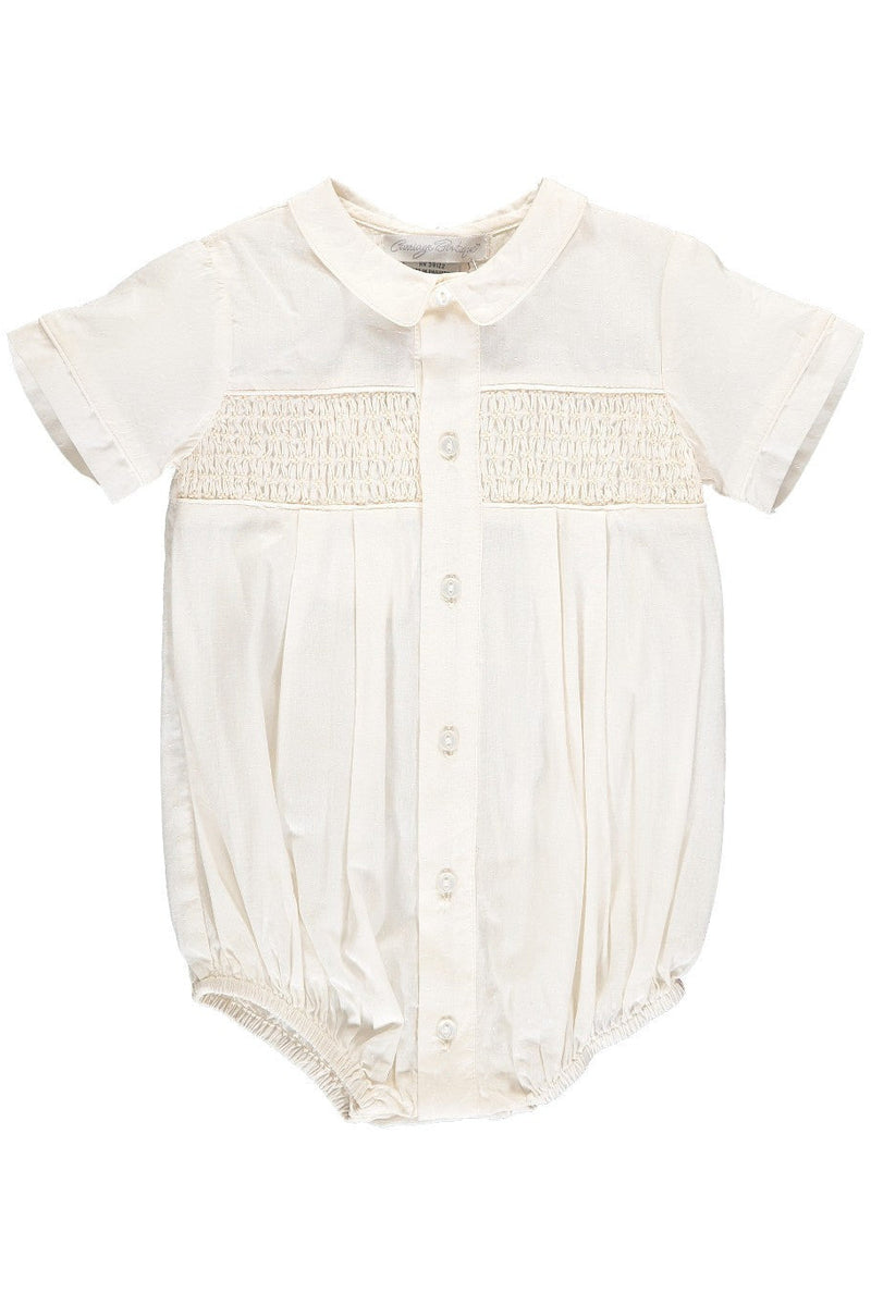 Hand Smocked Special Occasion Baby Boy Romper with Bonnet 2 - Carriage Boutique