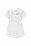 Linen Baby Boy Christening Outfit with Suspenders - Carriage Boutique