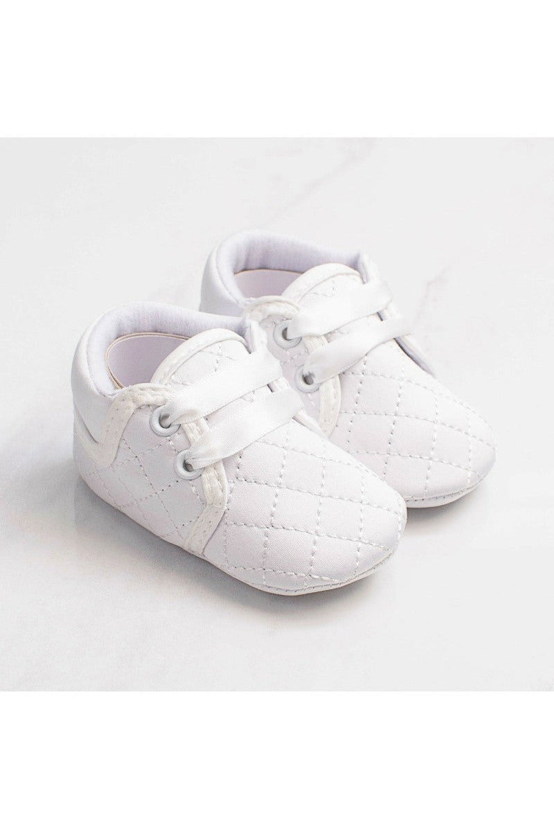 Carriage Boutique Quilted Baby Boy White Shoes 3 - Carriage Boutique