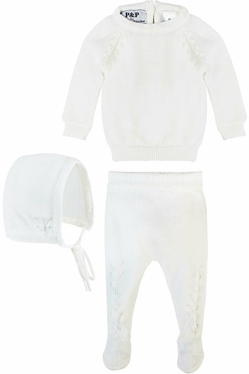 2 Piece Knit Leaf Baby Boy Special Occasion Outfit with Bonnet - Carriage Boutique