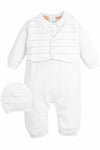 Baby Boys Christening Outfit with Attached Vest and Hat - Carriage Boutique