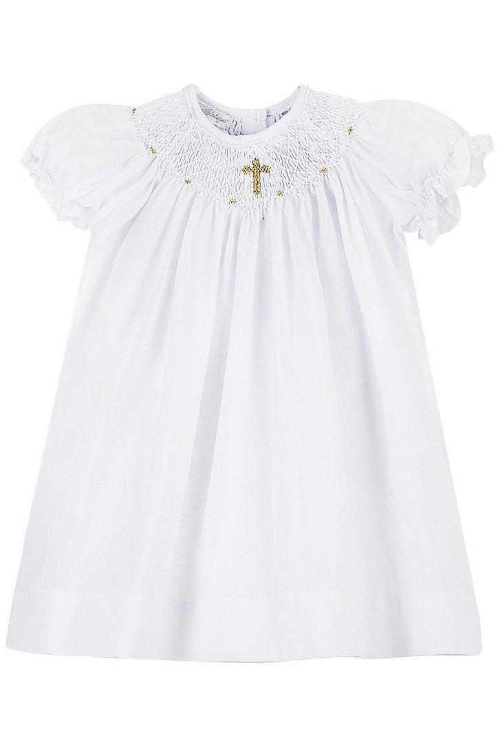 Hand Smocked Baby Girl Christening Dress with Bonnet 2 - Carriage Boutique