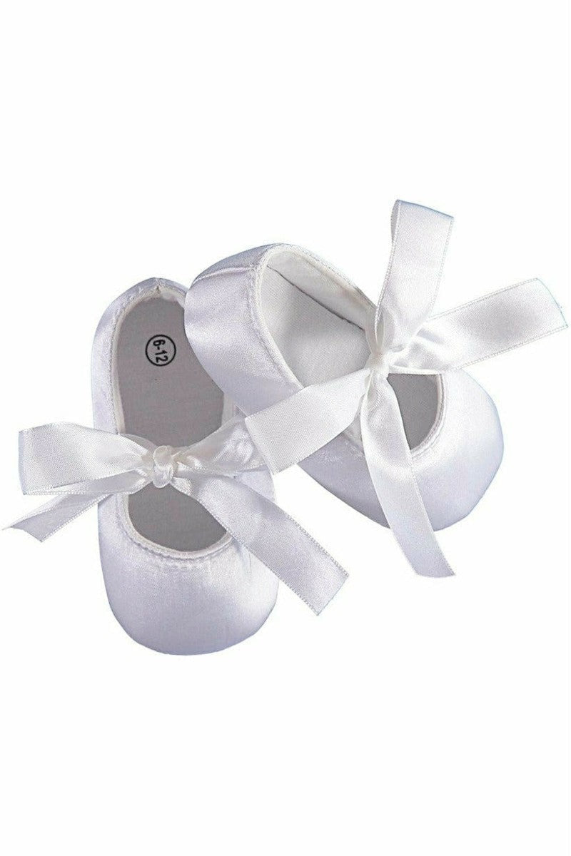  Baby Girls Baptism Shoes with Satin Bow 2  - Carriage Boutique