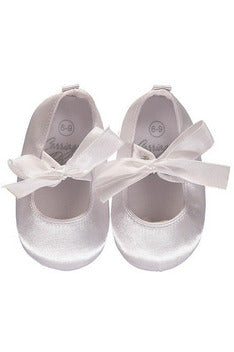  Baby Girls Baptism Shoes with Satin Bow  - Carriage Boutique