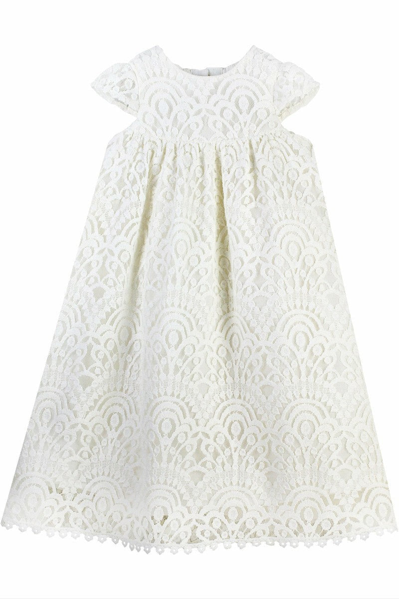 Elegant Lace Sleeveless Christening Gown with Bonnet – Carriage Boutique