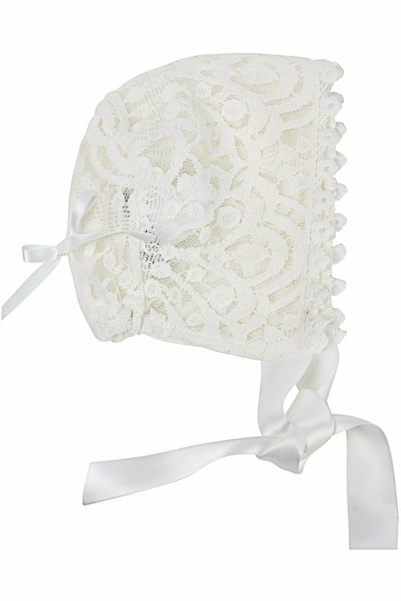 Elegant Lace Christening Gown with Bonnet 2 - Carriage Boutique
