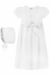 Baby Girl Christening Gown Pink Embroidered Cross with Bonnet 3