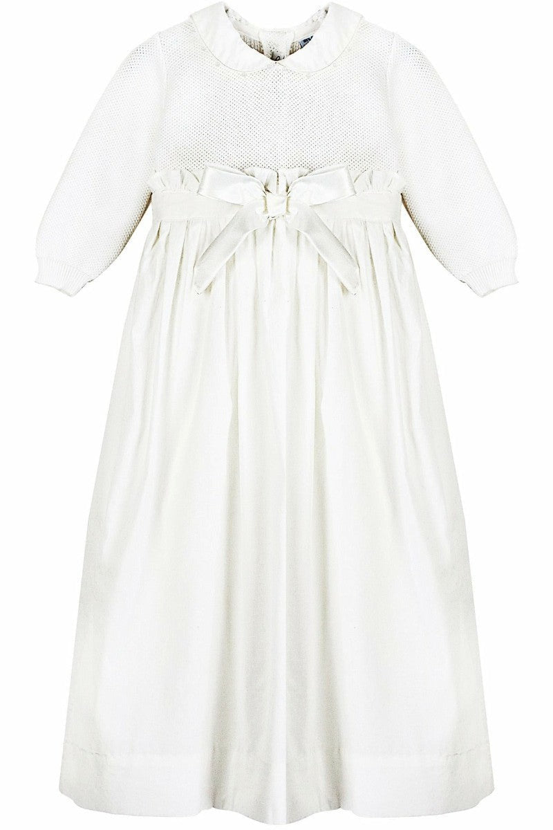 Pebble Stitch Baby Girl Christening Gown with Bonnet  2 - Carriage Boutique