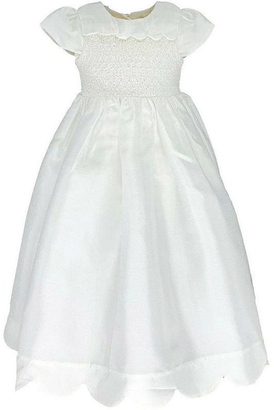 Scallop Baby Girl Christening Gown with Bonnet - Carriage Boutique