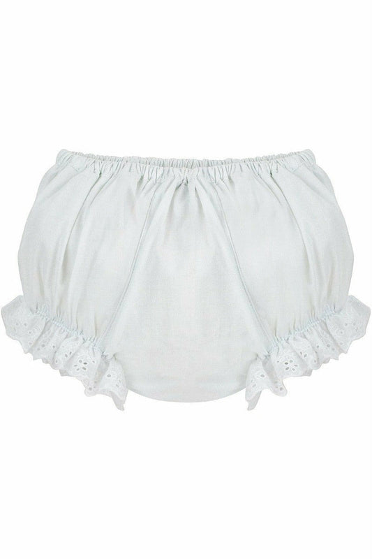 Baby Girl Cotton Diaper Cover - Ruffled White Flowers 2 - Carriage Boutique