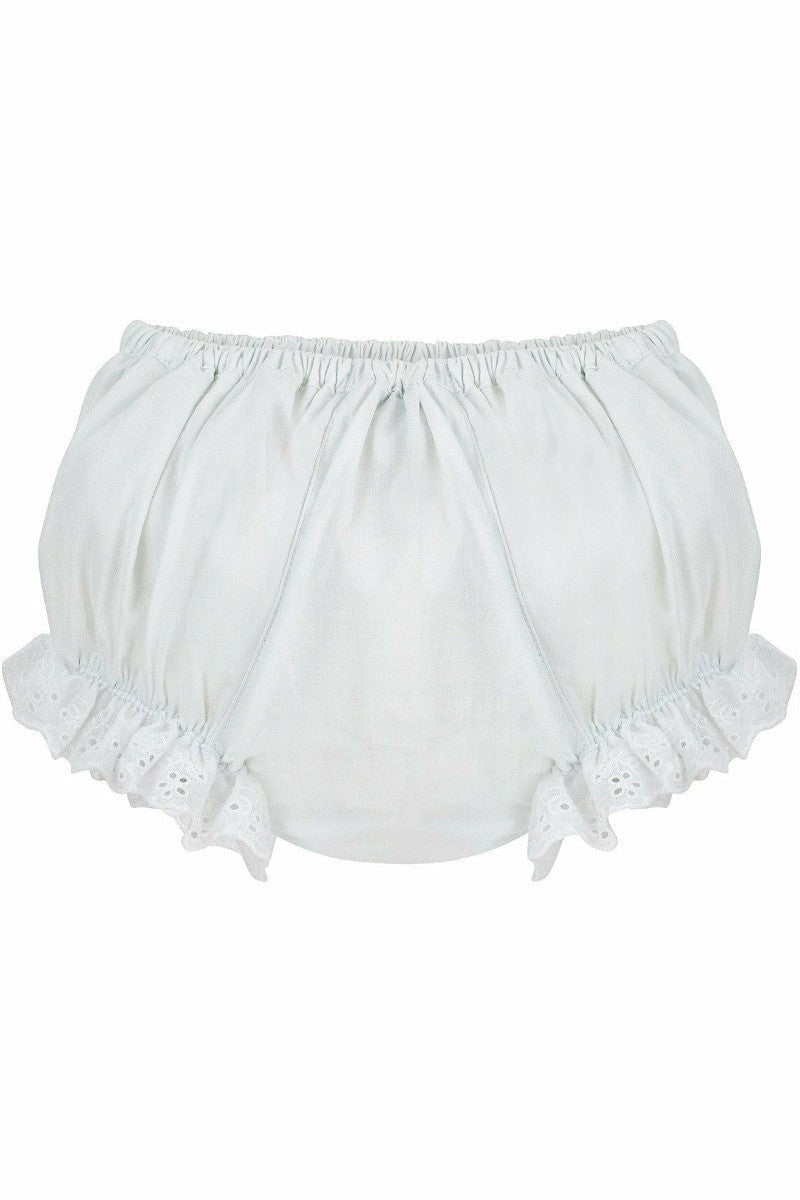 Baby Girl Cotton Diaper Cover - Ruffled White Flowers 2 - Carriage Boutique
