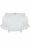 Baby Girl Cotton Diaper Cover - Ruffled White Flowers - Carriage Boutique