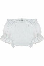 Baby Girl Cotton Diaper Cover - Ruffled White Flowers - Carriage Boutique