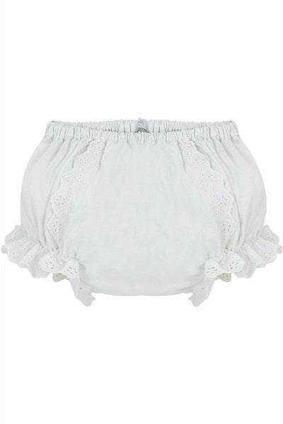 Baby Girl Cotton Diaper Cover - Ruffled White Flowers - Carriage Boutique