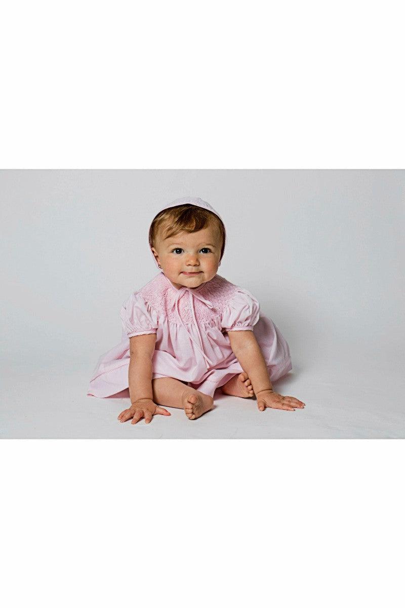 Hand Smocked Pearl Cross Baby Girl Christening Bishop Dress 5 - Carriage Boutique