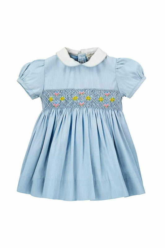 Picque Classic Blue Baby Girl Yoke Dress - Carriage Boutique