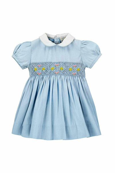 Picque Classic Blue Baby Girl Yoke Dress - Carriage Boutique