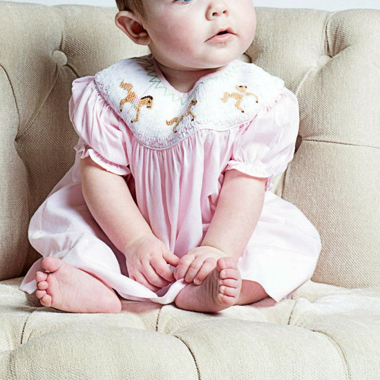 infant smock dress Pink Hand Smocked Baby Girl Bishop Dress – Carriage Boutique