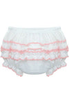 Baby Girl Ruffle Diaper Cover Pink Trim - Carriage Boutique