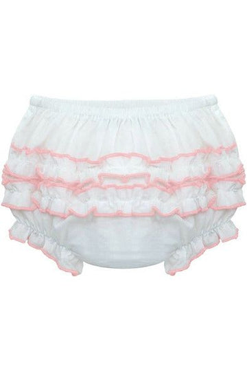 Baby Girl Ruffle Diaper Cover Pink Trim - Carriage Boutique