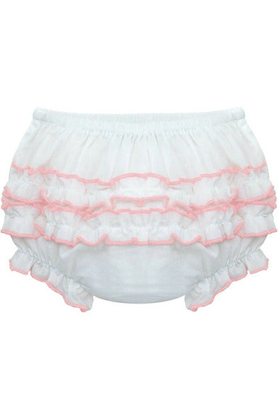 Baby Girl Ruffle Diaper Cover Pink Trim - Carriage Boutique
