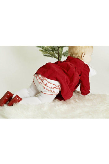 Baby Girl Ruffle Diaper Cover Red Trim 3 - Carriage Boutique