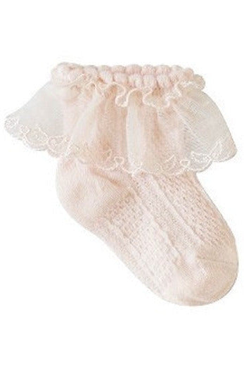 Baby Girl Socks Angel Wing Lace Pink - Carriage Boutique