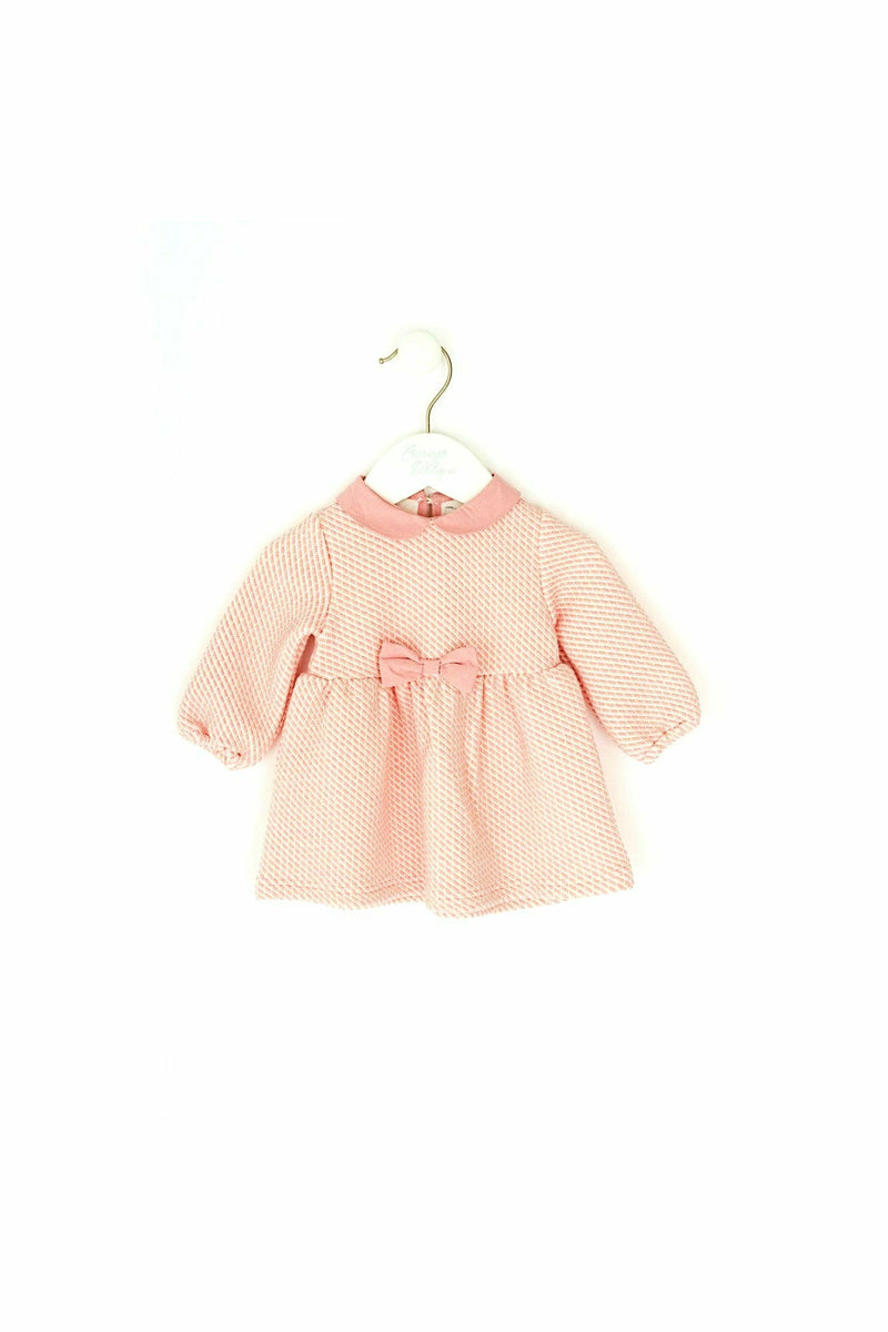 Baby Long Sleeve Pink Knit Dress with Collar - Carriage Boutique