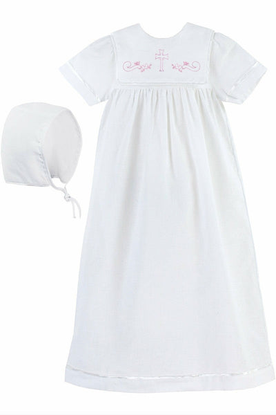 White Bib Baby Christening Gown with Bonnet - Carriage Boutique