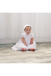 White Smocked Cross Baby Christening Gown with Bonnet 4 - Carriage Boutique