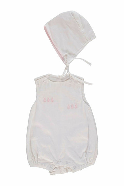 Bunny Baby Girl Bubble Romper with Bonnet - Carriage Boutique
