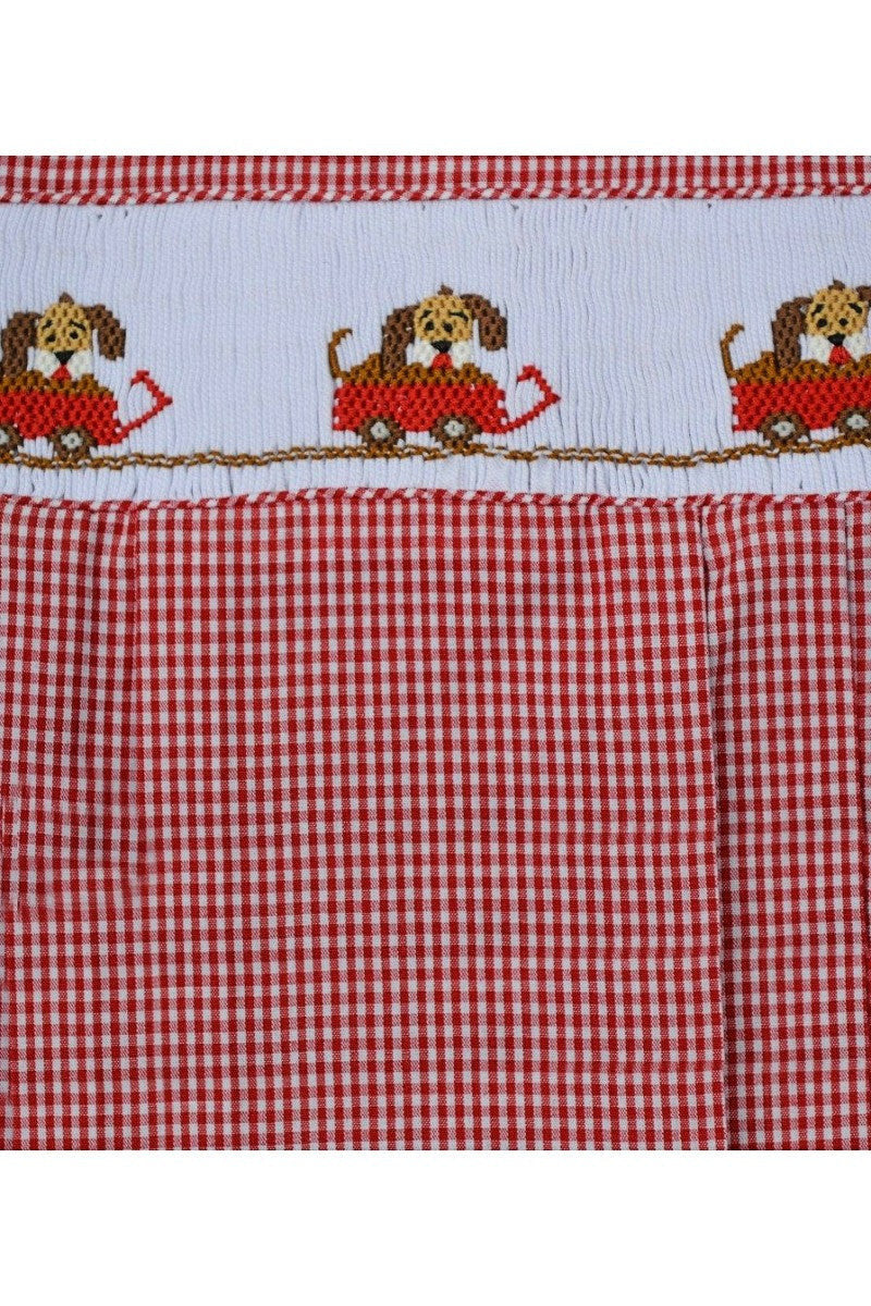 Carriage Boutique Hand Smocked Classic Baby Boys Rompers 2 - Dogs in Wagon