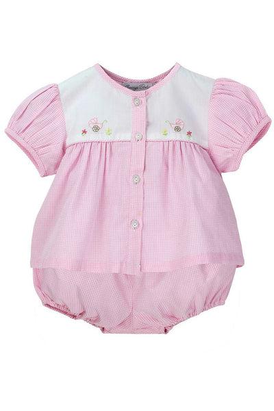Baby Girl Bubble Romper 2pc Diaper Set with Matching Hat - Carriage Boutique