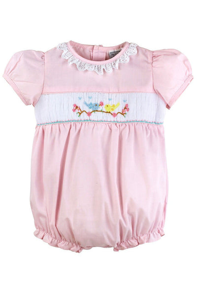 Carriage Boutique Hand Smocked Classic Baby Girl Bubble Romper - Carriage Boutique