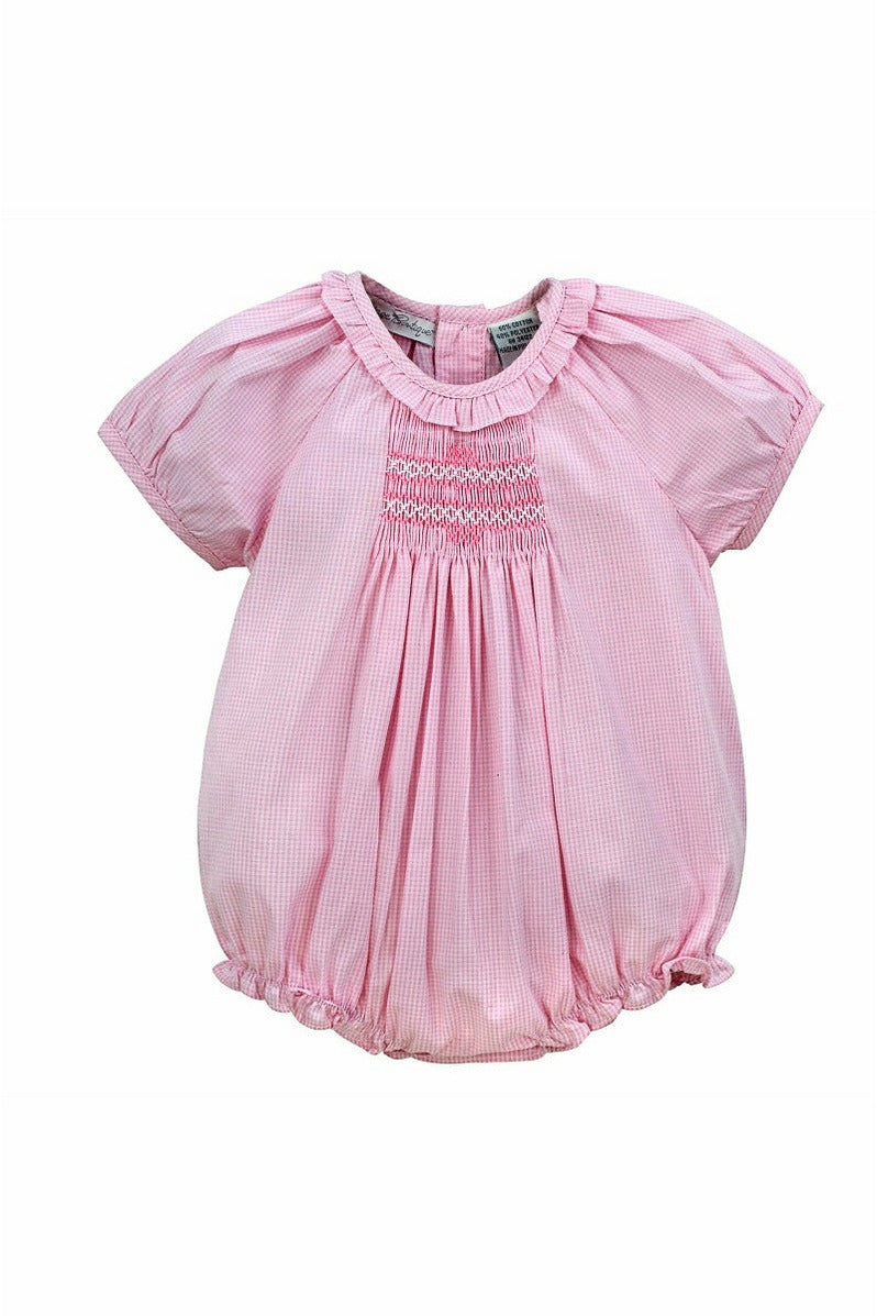 Carriage Boutique Baby Girl Bubble Romper with Matching Hat - Pink Gingham 2 - Carriage Boutique