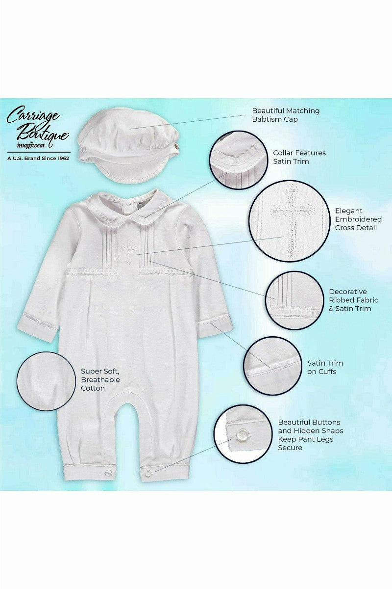Carriage Boutique Elegant Baby Boy Christening Outfit with Hat  5