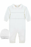 Coverall Diamond Stitching with Hat Baby Boy Christening Outfit - Carriage Boutique