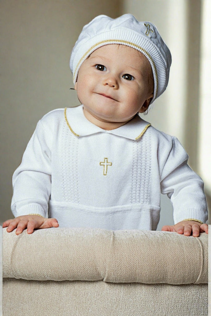 Simple Modern Elegant Cross Baby Baptism Tote Bag