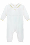 Cross Detail with Hat Baby Boy Christening & Baptism Romper 3 - Carriage Boutique