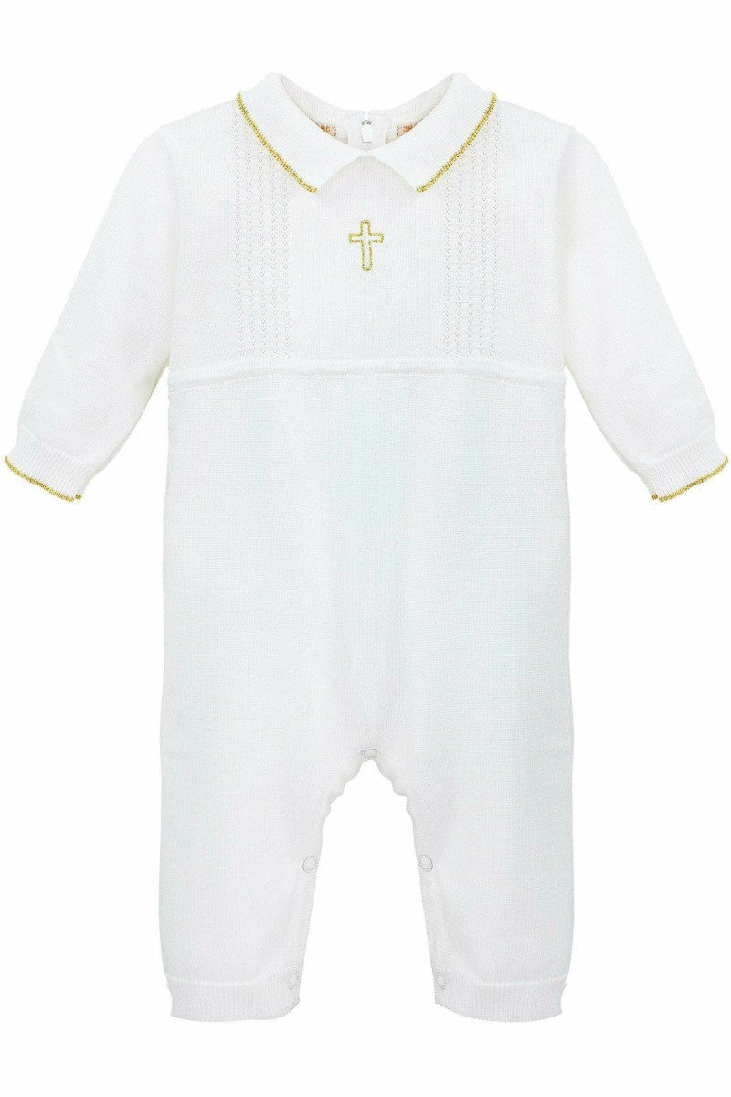 Cross Detail with Hat Baby Boy Christening & Baptism Romper 3 - Carriage Boutique