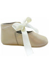 Baby Girl's Christening Leather Shoe w/ Satin Ribbon - Beige [product_tags] - Carriage Boutique