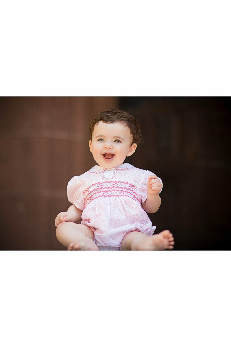 Ditzy Flowers Pink Baby Girl Bubble Romper - Carriage Boutique