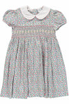 Divine Hand Smocked Floral Short Sleeve Girl Dress (Babies & Toddlers) - Carriage Boutique