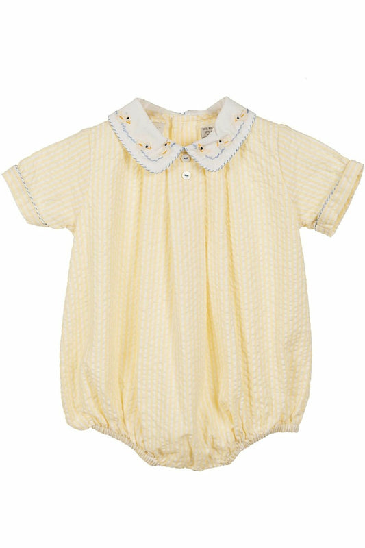 Ducks Collar Baby Boy Bubble Romper - Carriage Boutique